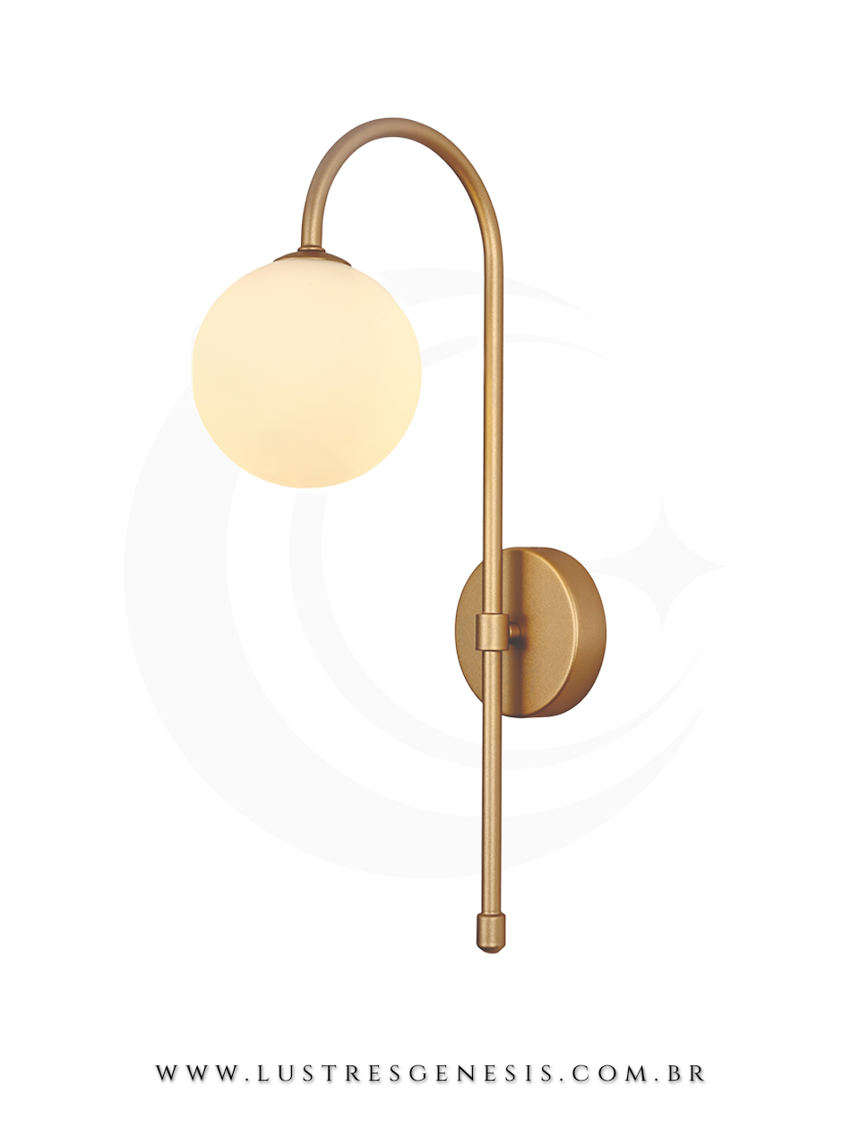 Arandela de Parede LED Globo Metal Dourado DCB04048 Soquete G9 15x40cm, Sala de Estar, Quarto, Cabeceira de Cama, Lavabo